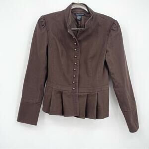 Boston Proper Brown Blazer Peplum Pleated Size 8